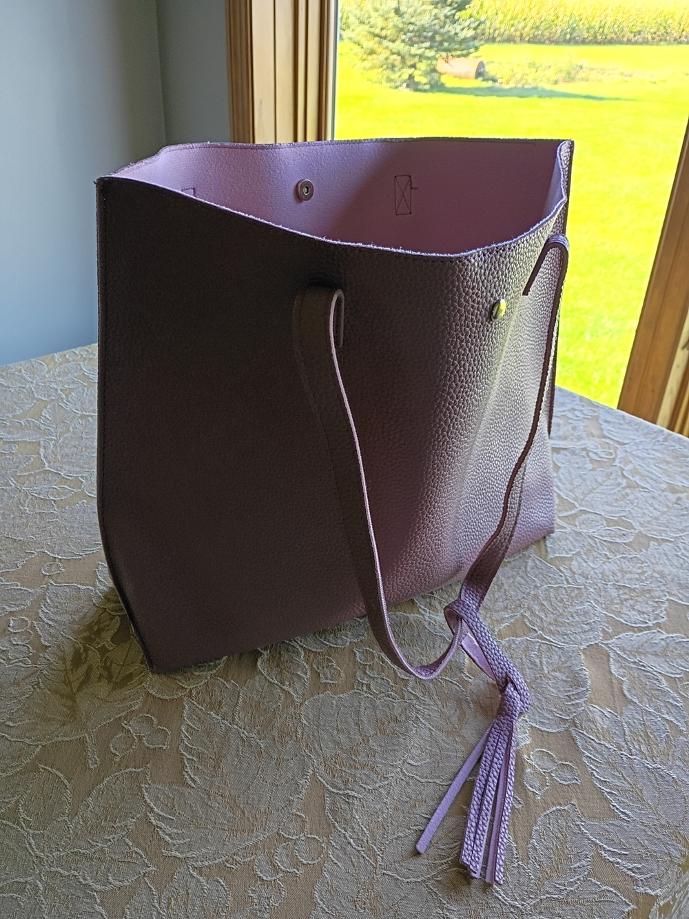 Plum Tote Bag with Tassel - Unbranded